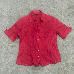 Lafayette 148 Linen Short sleeve button up blouse Top